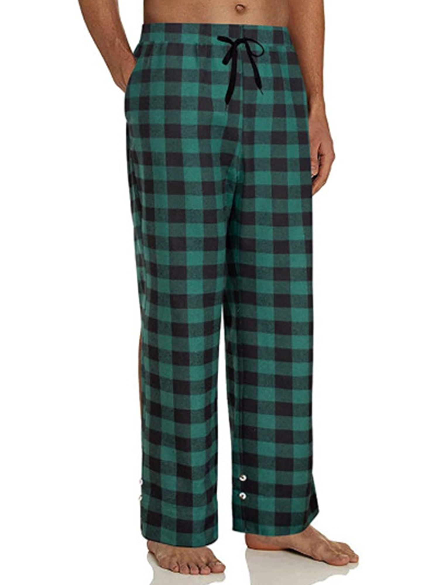 New Mens Casual Loose Elastic Waist Plaid Pajama Bottoms Short Pants Soft Fabric 