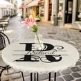 thumbnail image 6 of Letter R Round Tablecloth for 55-60 Inch Tables, Fitted Table Cover with Elastic Edge, Monogram Words Waterproof Outdoor Table Cloth Protector for Patio Garden Dinner Picnic, 6 of 9