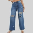 thumbnail image 2 of Ltctricy Women's Wide Leg Jeans Baggy High Waisted Ripped Hem Distressed Denim Pants Casual Loose Trendy Trousers, 2 of 6