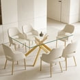 thumbnail image 4 of 51.18" Rectangular Clear Tempered Glass Dining Table,Stylish Design with Golden Metal Legs, Dining Table for Dining Room,Gold, 4 of 8