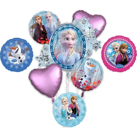 Anagram Frozen Elsa Anna and Olaf Party Supplies 8pc Birthday Balloon Decorations