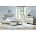 thumbnail image 6 of Traditional Elegant Gorgeous 3pc bedroom Set Cal King Size Bed 2x Nightstands Silver Tufted Headboard Footboard w Drawers Bench, 6 of 7