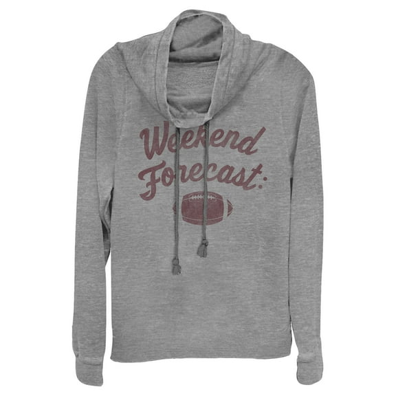 Junior's Lost Gods Lazy Weekend Forecast  Cowl Neck Sweatshirt Gray Heather X Small