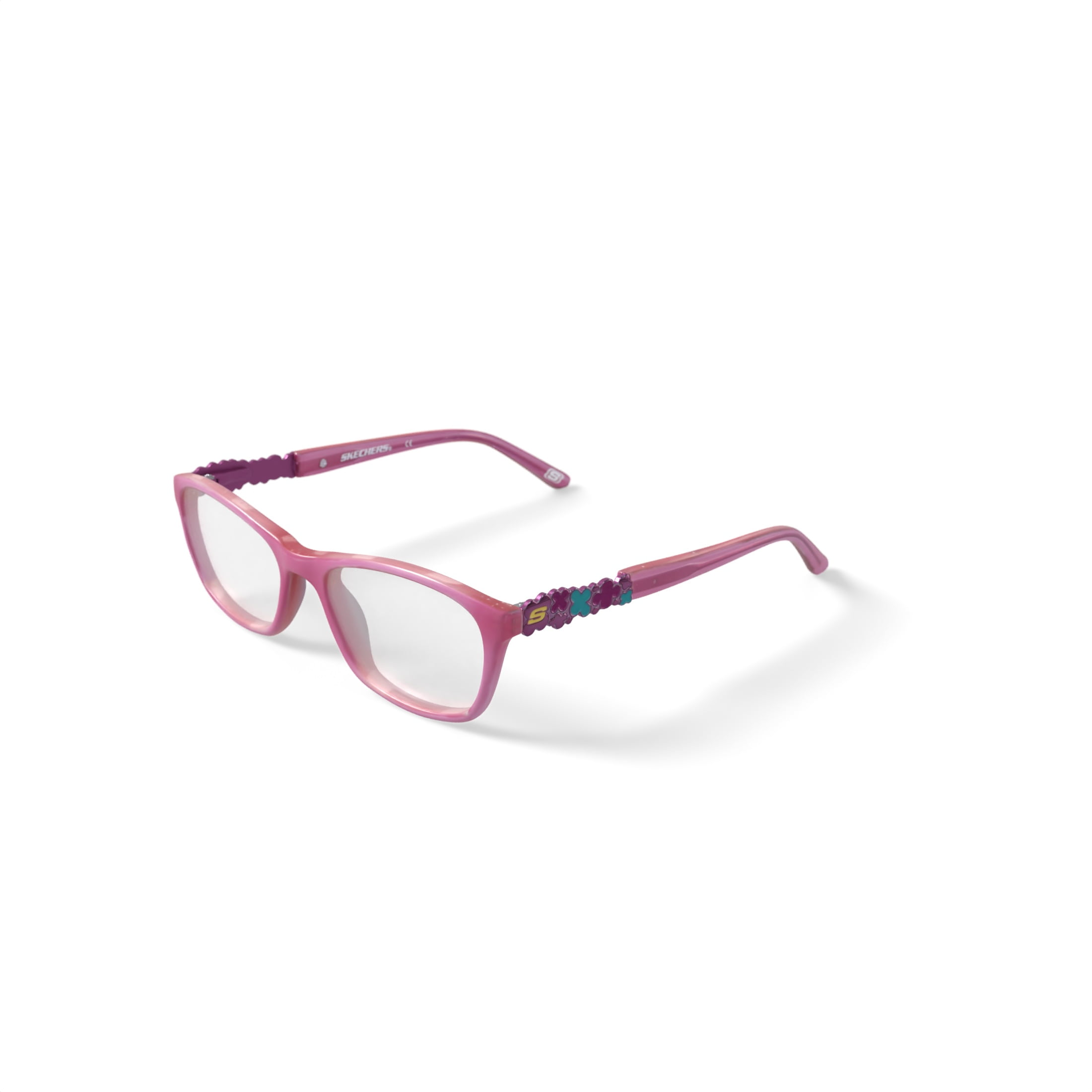Skechers Youth SE1608-1 Square Prescription Eyeglasses with Case, Pink