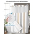 thumbnail image 4 of No Hook Shower Curtains with Snap-in Liner Set, Beige Grey Striped Waterproof Hotel Style Bathroom Shower Curtain, Minimalist Farmhouse Stripe Breathable Mesh Top Window Bath Curtains 48''x72'', 4 of 6