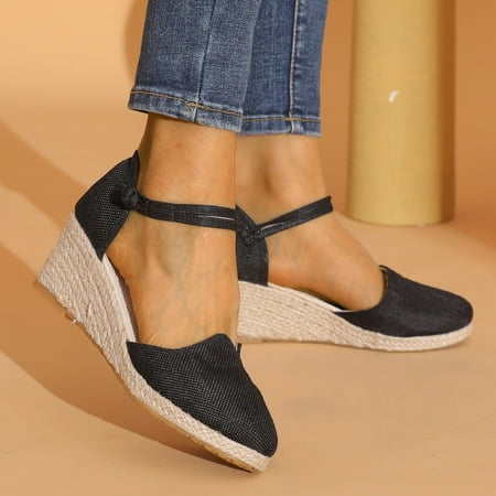 

Vedolay Cushionaire Sandals Women Women s Comfy Sandals Ultra-Comfy Breathable Wedge Peep Toe Dotmalls Sandals Black 8