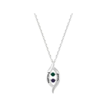 Personalized Engraved Keepsake Keepsake Personalized Family Jewelry Women's Jumping Gemstones Crossover Pendant available in Sterling Silver, Gold over Silver, 10kt Yellow and White Gold ()