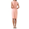 thumbnail image 3 of INSPIRE CHIC Women's Boat Neck Sheath Dress with Belt Work Office Sleeveless Pencil Dresses S Pink, 3 of 5
