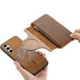 thumbnail image 4 of For Samsung Galaxy A54 5G Case with RFID Blocking Card Holder for Women Men,Compatible with MagSafe,Detachable Wallet 2 in 1 PU Leather Magnetic Snap Flip Kickstand Zipper Pouch Phone Case,Brown, 4 of 11