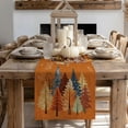 thumbnail image 3 of Fall Watercolor Trees & Maple Leaves Table Runner 13x72 Inch, Rustic Farmhouse Autumn Thanksgiving Decor for Kitchen, Dining, Indoor/Outdoor Holiday Dinner Party Orange GT158-72, 3 of 6