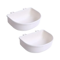 perfeclan 2x Crate Dog Bowls Water Feeder Dish Easily to Mount Slow Feeding for Wire Cages or Crates for Birds Small Dogs Rabbit Cat Pets White