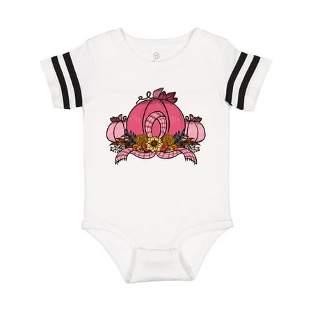 

Inktastic Pink October Pumpkin with Plaid Ribbon and Flowers Gift Baby Boy or Baby Girl Bodysuit