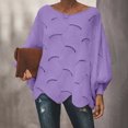 thumbnail image 4 of Sweaters for Women 2025 Oversized Hollow Out Crochet Irregular Hem Batwing Boat Neck Jumper Womens Pullover Sweaters, 4 of 5
