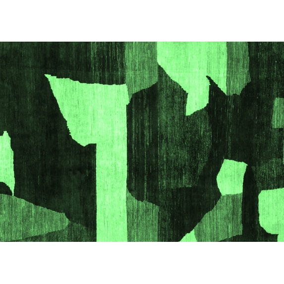 Ahgly Company Indoor Rectangle Oriental Emerald Green Modern Area Rugs, 7' x 10'