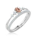 thumbnail image 3 of Classic 1.15 Carat Oval Cut Morganite And Diamond Moissanite Engagement Ring, Wedding Ring in 925 Sterling Silver With 18k White Gold Plating, Gift, Promise Ring, Bridal Rings Set, 3 of 3