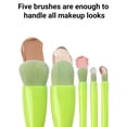 thumbnail image 3 of 5-Piece Portable Makeup Brush Set with Mirror Box, Professional Cosmetic Brushes, Green, 3 of 4