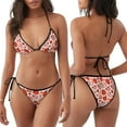 thumbnail image 3 of KLL Hand Drawn Tomatoes Print Bikini Set for Women,String Two Piece Halter Top Triangle Bikini Set with Tie Side Bottom Sexy Swimsuit Bathing Suits, 3 of 5