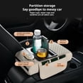 thumbnail image 2 of Multifunctional Car Armrest Cover Cushion, PU Leather, Height Increasing Pad with Cup Holder, Tissue Box Storage, Universal Fit, 2 of 7