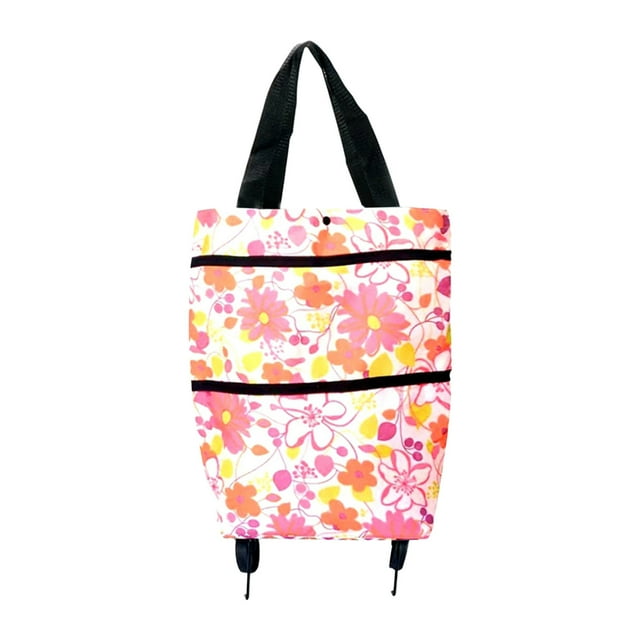 Panier d'Achats Pliable avec Roues Sac à Roues de Magasinage Portable Sac de Traction Sac à Roulettes Télescopique Sac de Magasinage de Supermarché Chariot de Magasinage Sac à Dos Pliable