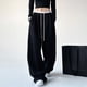 thumbnail image 2 of Pantalones deportivos con cordón elástico para mujer: pantalones casuales de cintura alta, mezcla de poliéster, corte holgado, tallas M-XXXL, primavera/otoño/invierno, 2 of 4