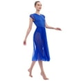 thumbnail image 6 of IBTOM CASTLE Women Lyrical Dance Dress Adult Modern Contemporary Dancewear Cap Sleeve Flowy Mesh Split Maxi Long Dress S Royal Blue, 6 of 8