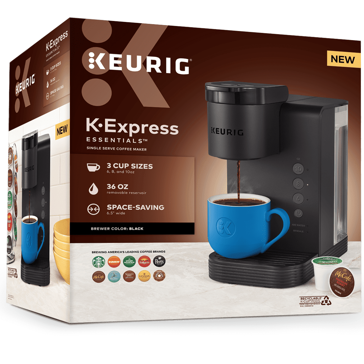 Keurig K-Express Essentials Single Serve K-Cup Pod Coffee Maker, Black