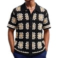 thumbnail image 1 of Cold Shoulder Tops for Men Imitation Knit Sweater Solid Color Short Sleeve Cardigan Summer, 1 of 9