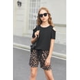 thumbnail image 2 of Arshiner Girls 2 Pieces Summer Outfits Short Sleeve Tie Knot T-Shirts and Casual Shorts With Pockets, 2 of 6