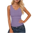thumbnail image 3 of TAGOLD Womens Round-Neck Tank Top Solid Color Rib Knit Sleeveless V Neck Casual Tank Top, 3 of 5