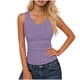 thumbnail image 1 of Mujeres Blusas de Verano sin Mangas Cuello en V Cuello Sólido Camiseta con Cojín de Pecho, Ligera Blusa Casual, 1 of 6