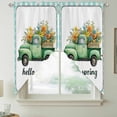 thumbnail image 2 of Hello Spring Swag Valances for Windows 2 Pack, Kitchen Window Curtains 36 Inch Length, Easter Flowers Green Truck Floral Blue Plaid Privacy Swag Curtains for Living Room/Bathroom 36"x36", 2 of 8