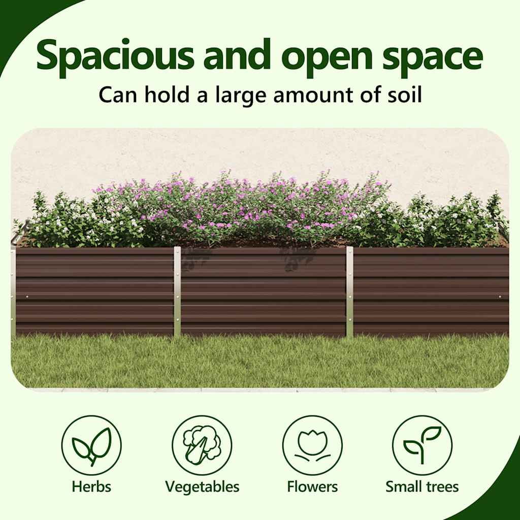 vidaXL Raised Garden Bed Raised Flower Bed Galvanized Steel Outdoor Planter