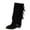 Black, variant on Wide Calf Woman Boots Slouch Yellow Mid-Calf Fringe Buckle Low Heel Boots Shoes Women 36