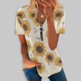 thumbnail image 1 of Hauts d'Été Grande Taille à Manches Courtes pour Femmes Mode Décontractée Confortable Col en V Zip Imprimé Blouse à Manches Courtes Col en V T-Shirt Femmes en Solde, 1 of 5