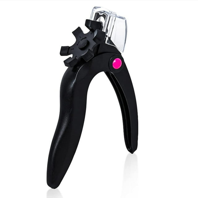 Cortador de puntas de uñas ajustable con dial de medición de longitud, recortador de extensión de acrílico falso artificial, herramienta de manicura casera para salón de arte de uñas, negro