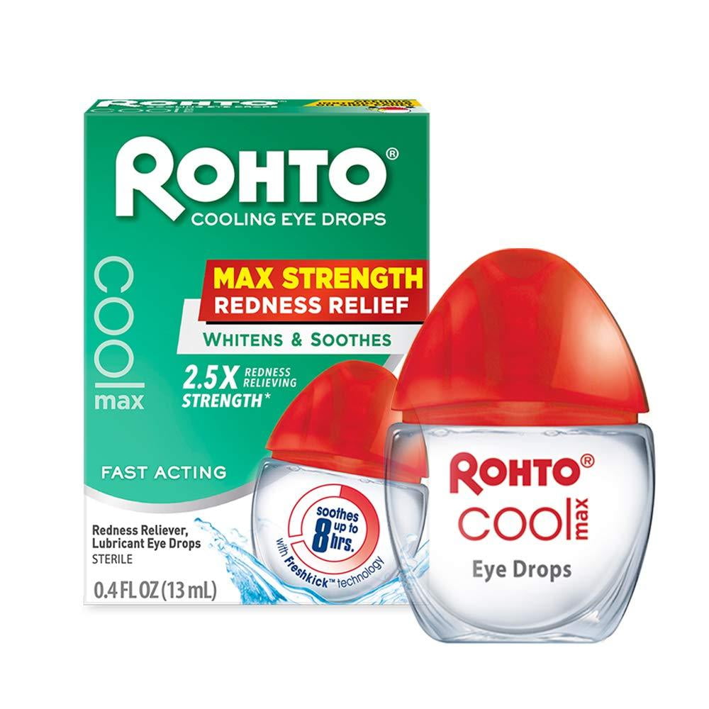 Rohto Cool Max Maximum Redness Relief Cooling Eye Drops, 0.4 Ounce, 3