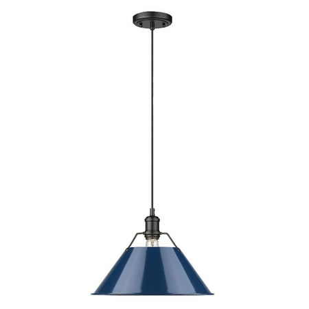 

1 Light Large Pendant in Durable Style 10 inches High By 14 inches Wide-Matte Black Finish-Navy Shade Color Bailey Street Home 170-Bel-4476301