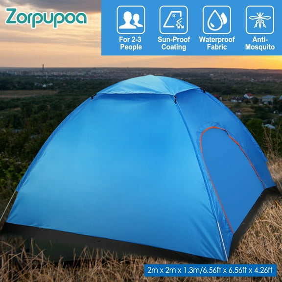 Zorpupoa 1Pc 2-3 People Outdoor Camping Tent Pop Up Instant Setup Tent with 2 Mosquito Net Doors Carrying Bag Folding 4 Seasons for Hiking Climbing Adventure Fishing