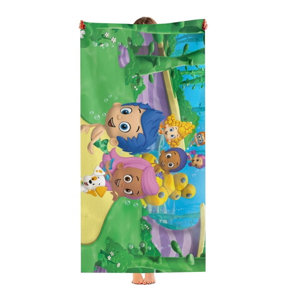 Bubble Guppies Beach Towel 30"x60" Quick Drying Microfiber Gift for Girls Boys