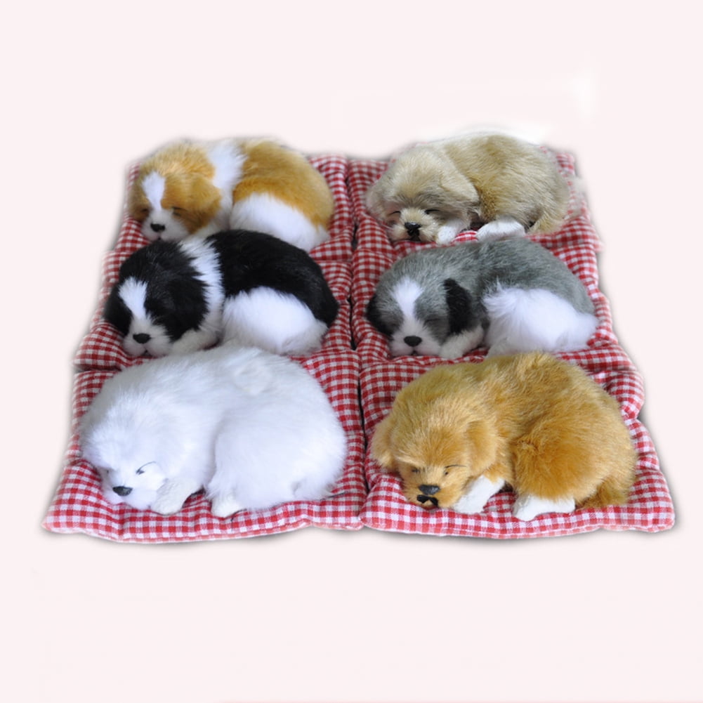 Cute Sleeping Simulation Dog Home Decoration Childs Squeak Toy Mini Plush Decor