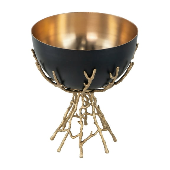 CC Home Furnishings Round Aluminum Bowl with Twig Stand - 13"