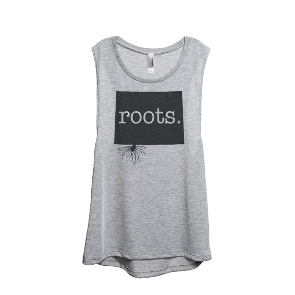 Thread Tank Home Roots State Wyoming WY Women's Sleeveless Muscle Tank Top Sport Grey Small