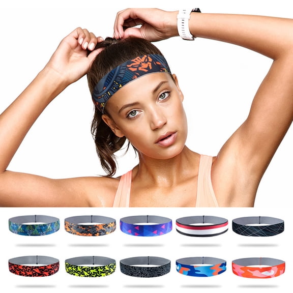 Lumistal Headbands for Women Non-Slip Floral Headband Moisture Wicking Sports Wide Head Bands Stretchy Elastic Fabric Multiple Colors Securing Hair for Sports Yoga Running D One Size