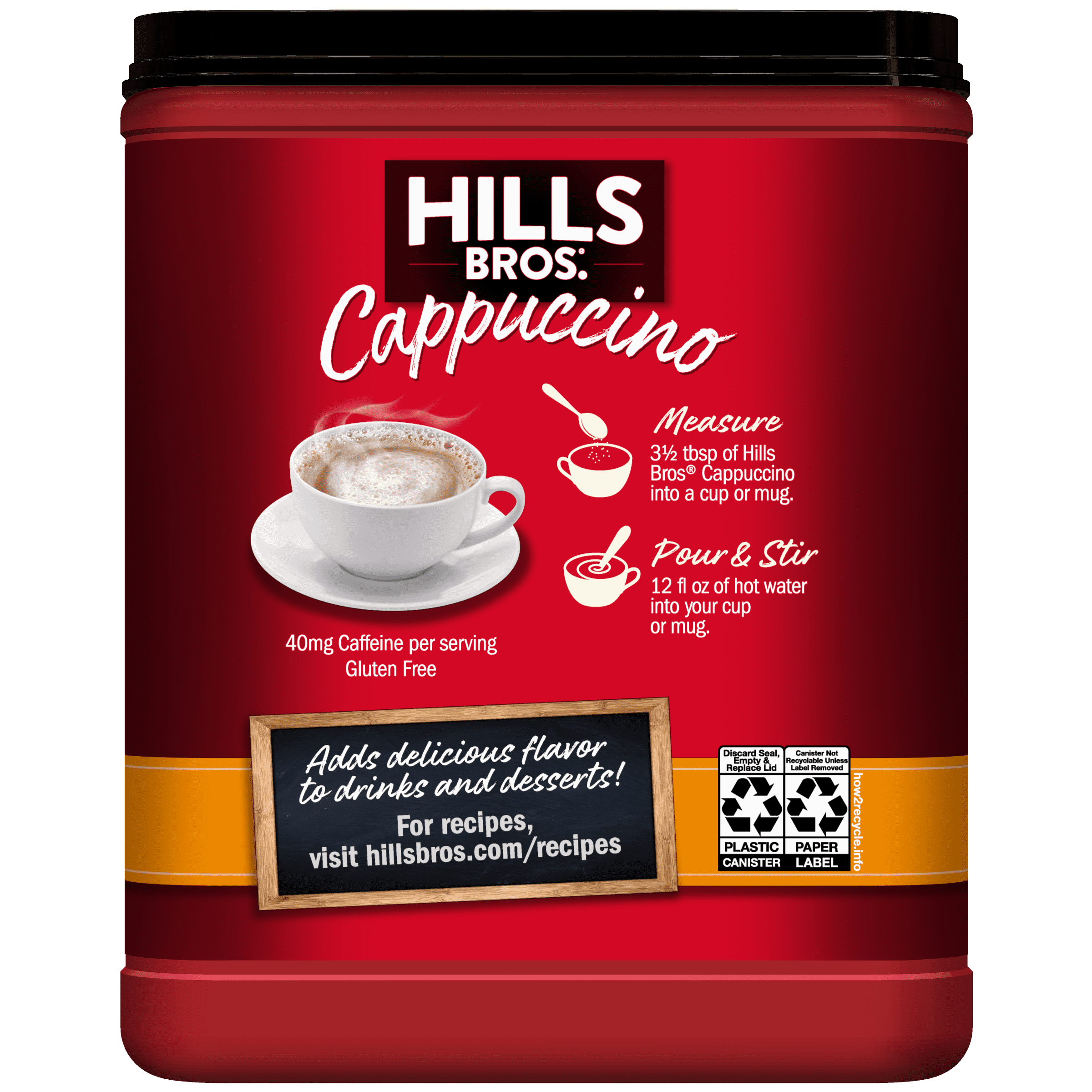 Hills Bros. White Chocolate Caramel Cappuccino Instant Coffee, 16