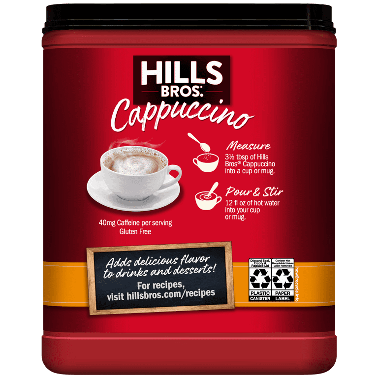 Hills Bros. White Chocolate Caramel Cappuccino Instant Coffee, 16