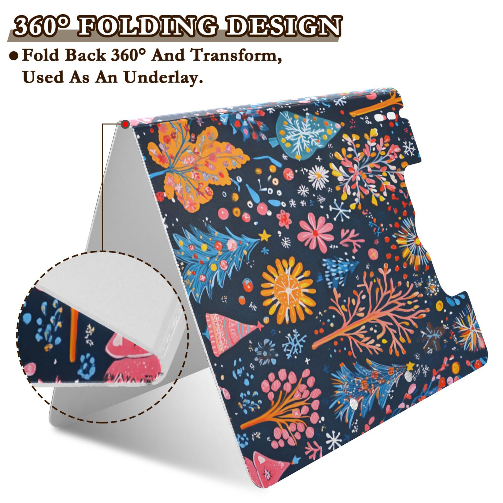 FORMRS A4 Clipboard Folder with Pen Holder Horizontal Foldable School Office Binder, Pink Christmas Splendor