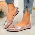 thumbnail image 5 of Rokment Women's Metallic Ballet Flat Dressy Shoes Elegant Fashion Casual Leather Buckles Pointed Toe Slip on Walking Loafers Bridal Glitter Dress Shoe Spring Fall Pink Size 9, 5 of 7