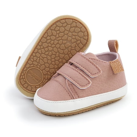 

SOFMUO Unisex Baby Boys Girls Leather Sneakers Infant Moccasins Toddler Shoes (Pink 6-12 Month)