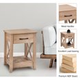 thumbnail image 3 of Prilinex Natural Wood Nightstand  with Drawers and Storage Shelves, Space Saving End Table  for Bedrooms, Living Rooms, 20"W x 20"D x 24"H, Natural, Set of 2, 3 of 8