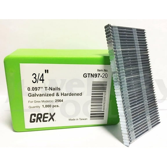GREX GTN87-20 3/4" 0.097" Galvanized/Heat-Treated T-Nails 1,000 Count